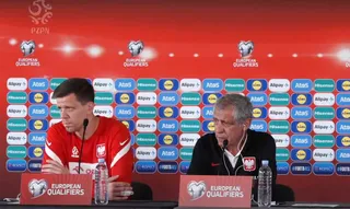 Fernando Santos i Wojciech Szczęsny przed meczem z Mołdawią