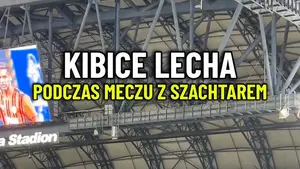 Atmosfera na stadionie Lecha Poznań podczas meczu z Szachtarem Donieck