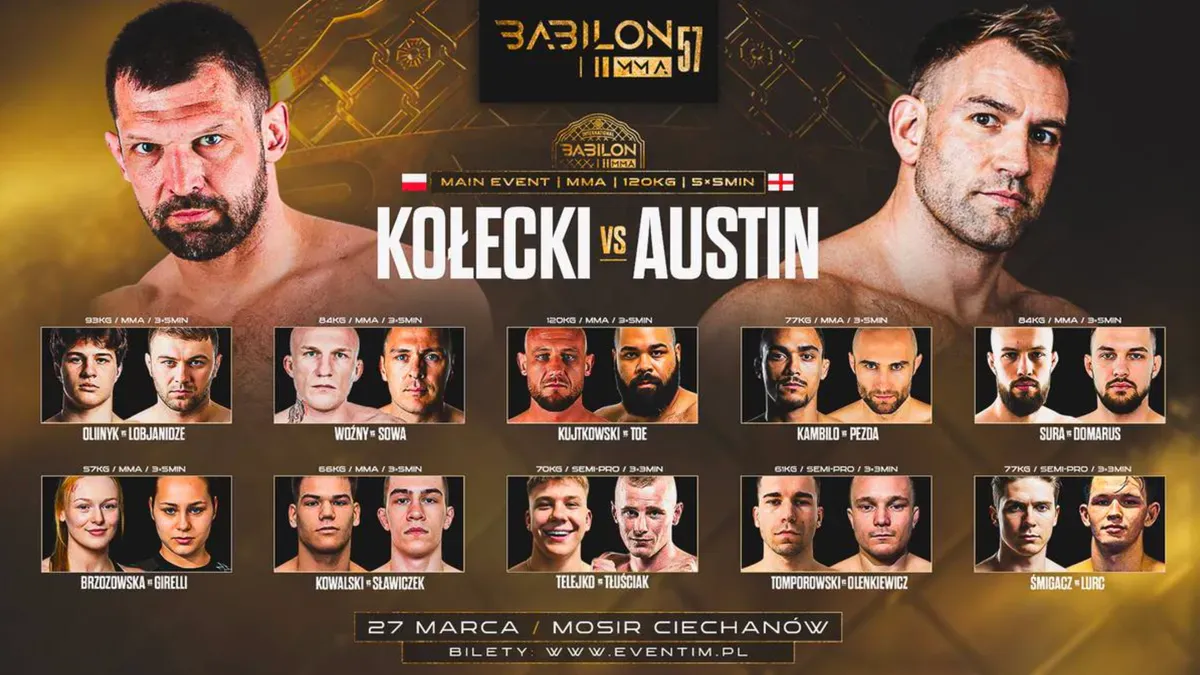 Babilon MMA 57: Karta walk, Kursy i Typy. Kto walczy i na kogo postawić? (27.03.2026)