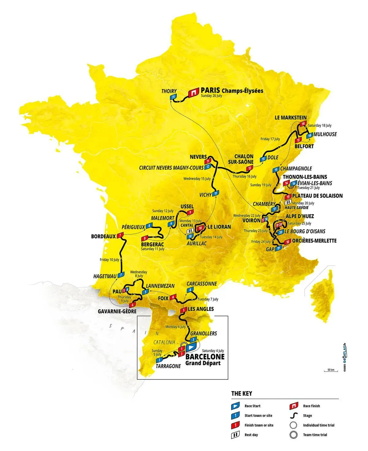 Mapa Tour de France 2026 (LeTour.fr)