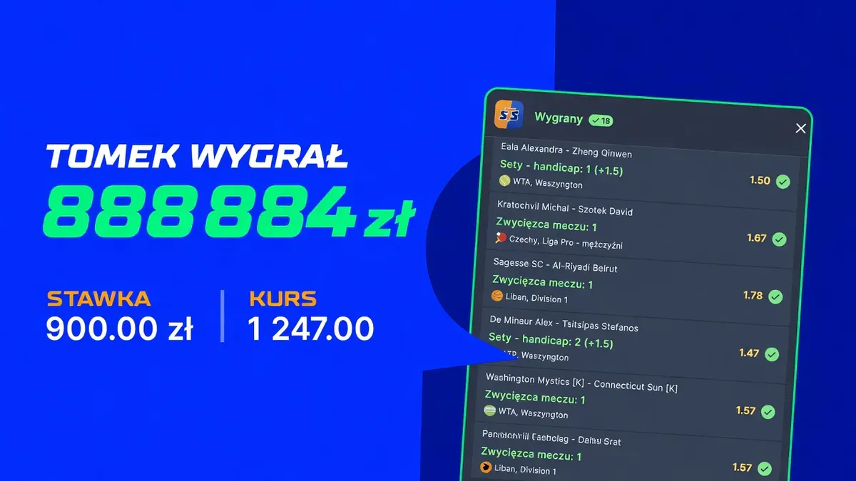 Postawił 900 zł. Wygrał prawie 890 tysięcy! Niezwykły kupon w STS!