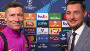 Robert Lewandowski w rozmowie z @Michal_Zyro o dzisiejszym zwycięstwie nad Newcastle, o zmianie Wojciecha Szczęsnego i z