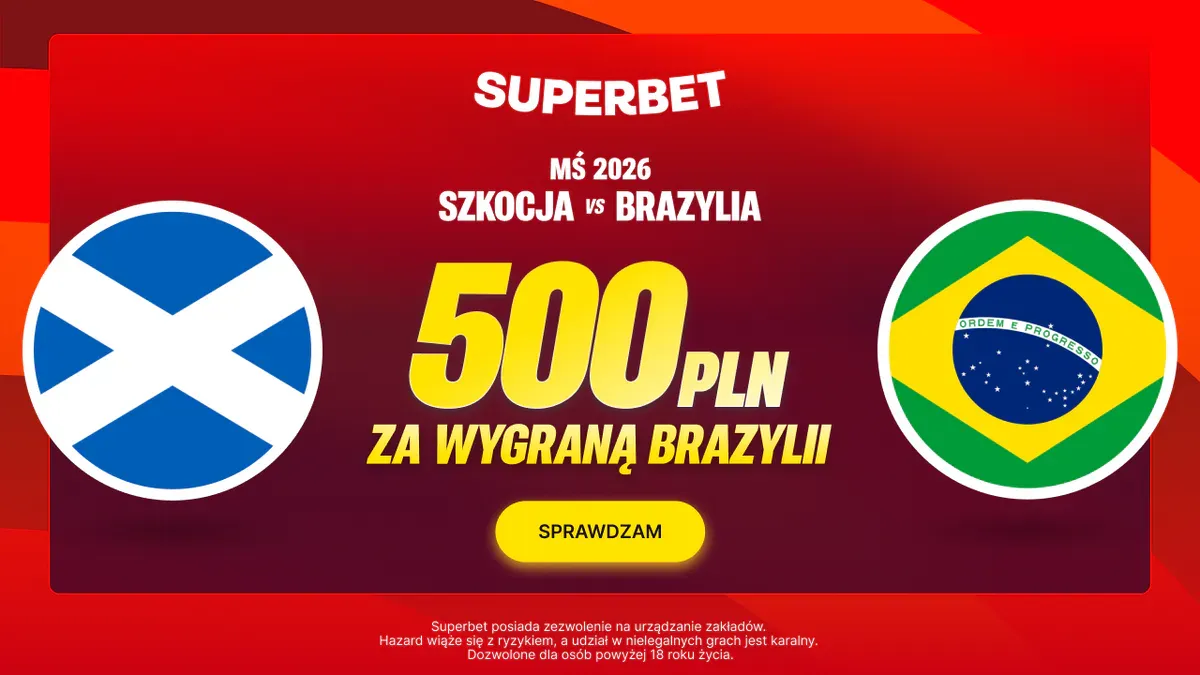Superbet oferuje bonus 500 PLN za wygraną Brazylii w meczu ze Szkocją