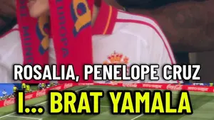 Światowe gwiazdy Rosalia, Penelope Cruz oraz brat Lamine'a Yamala i ich reakcja na trzeciego gola Hiszpanów, którego str