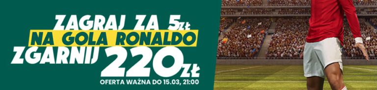 Gol Ronaldo z kursem 50.0 w Betfan