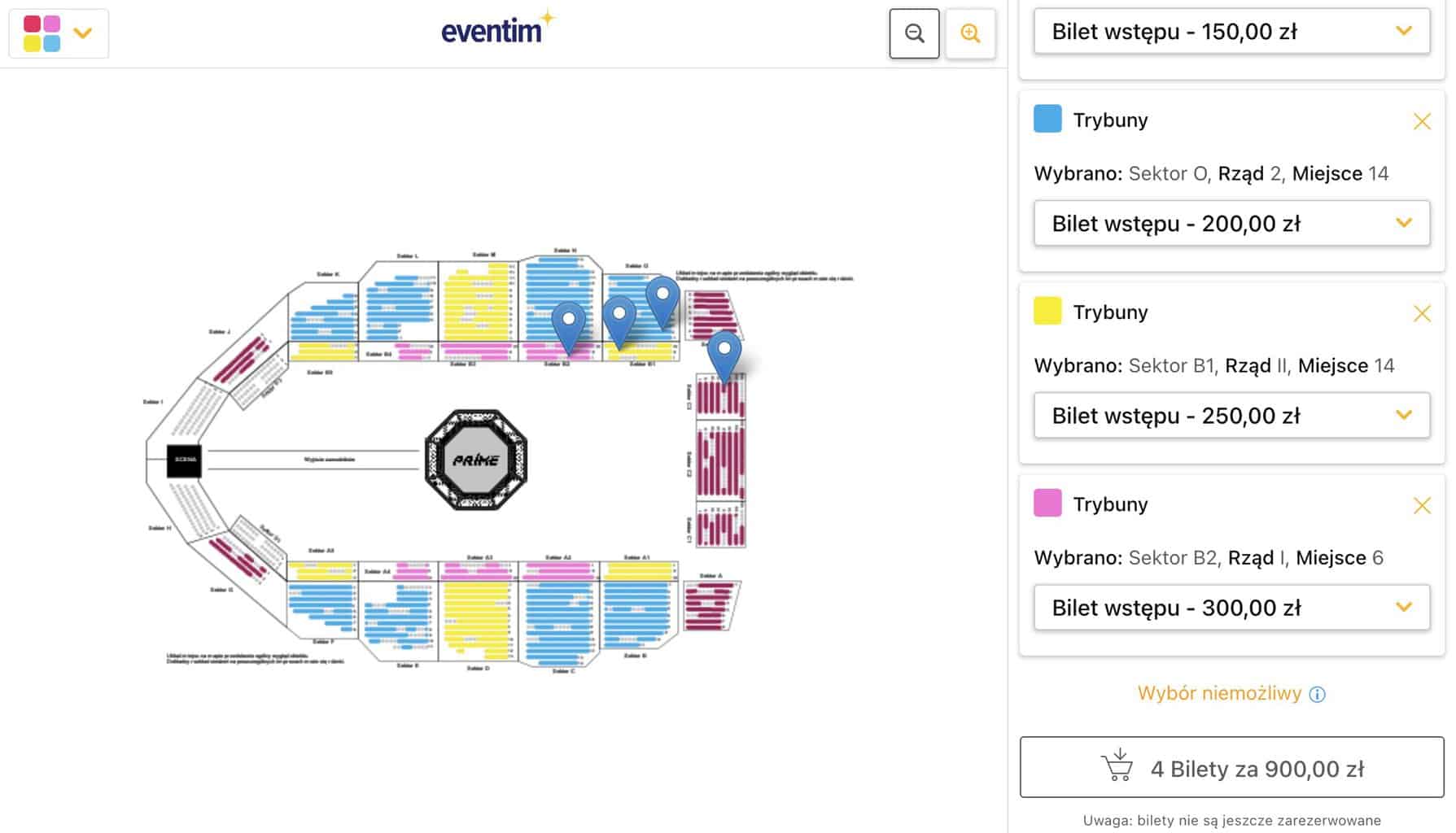 Bilety na galę Prime Show MMA 5. Plan hali