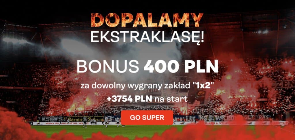Dowolny zakład na Ekstraklasę z bonusem 400 PLN. Jak odebrać premię?