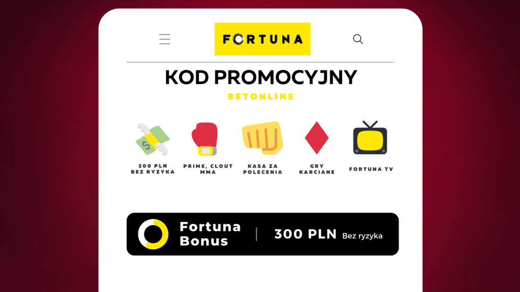 Fortuna kod promocyjny 2024: BETONLINE. Bonus bez depozytu dla nowych graczy