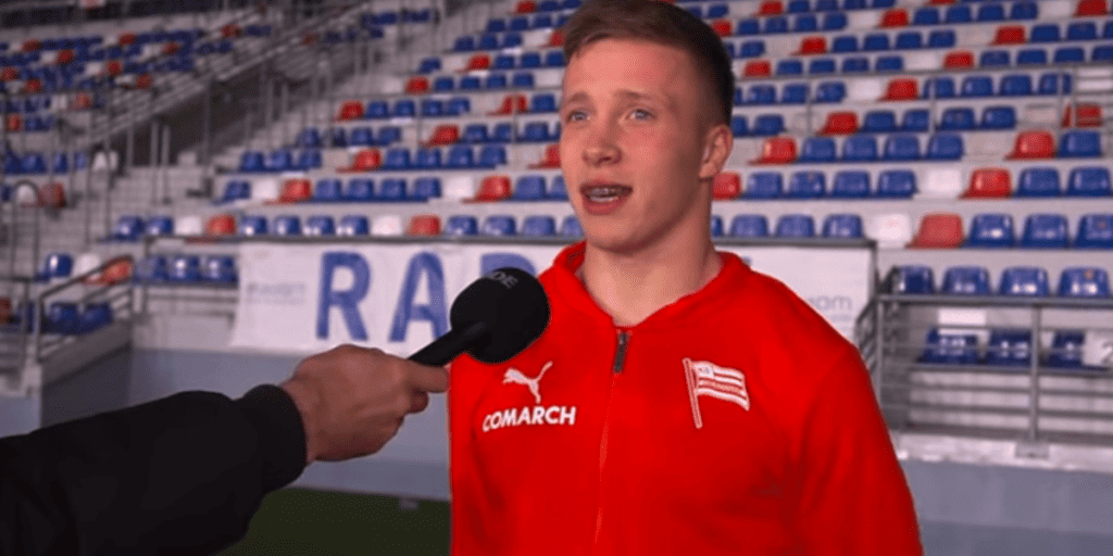 Jakub Myszor w styczniu opuści Cracovię. Foto: MKS CracoviaTV/YouTube (screen).