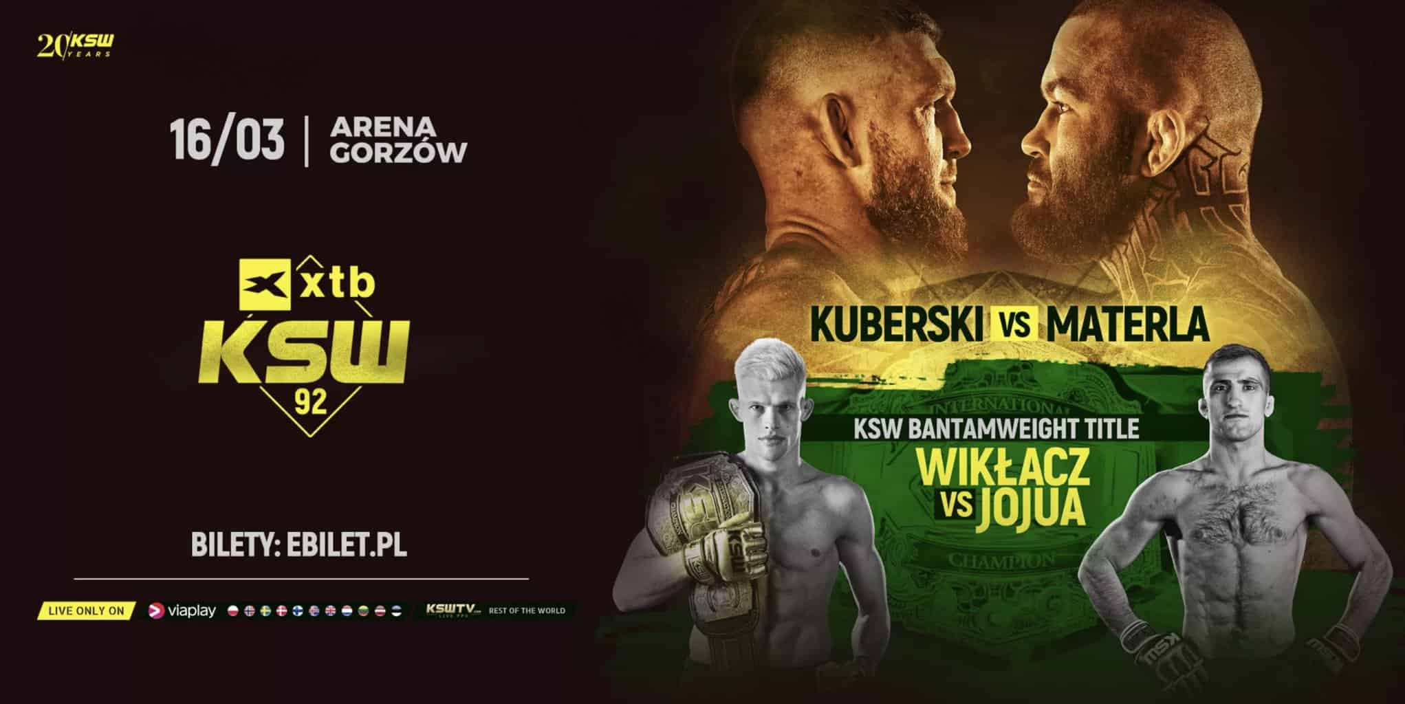 KSW 92: Typy i kursy bukmacherskie. Pewniaki na galę 16.03.2024