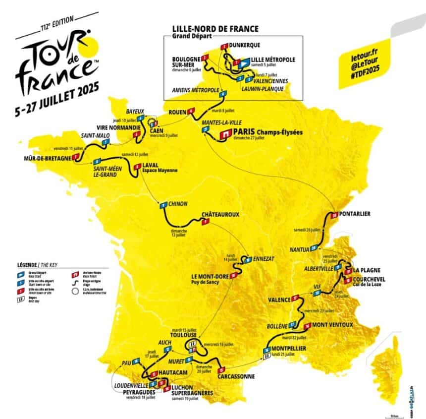 Mapa i trasa Tour de France 2025<br>