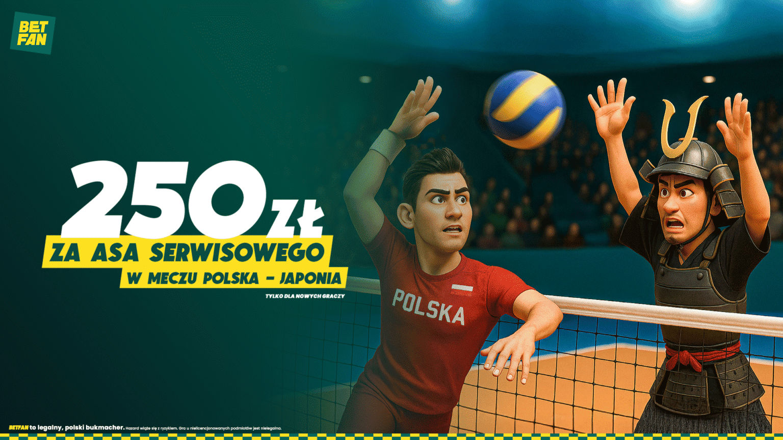 250 PLN od Betfan za asa serwisowego w meczu Polska – Japonia