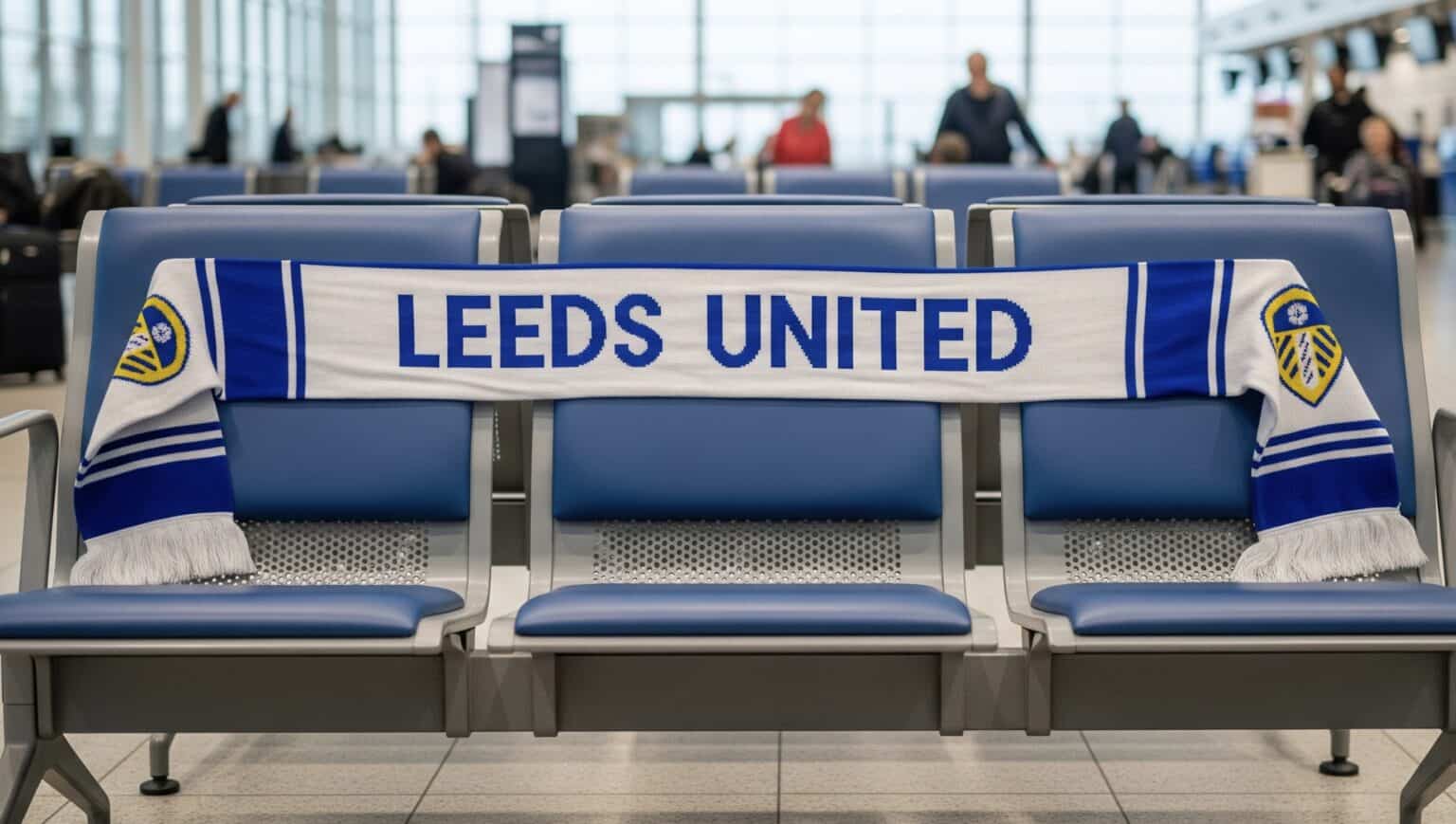 Fani Leeds i Evertonu robią żarty na lotnisku w Manchesterze. Koszulki rywali zakryte!