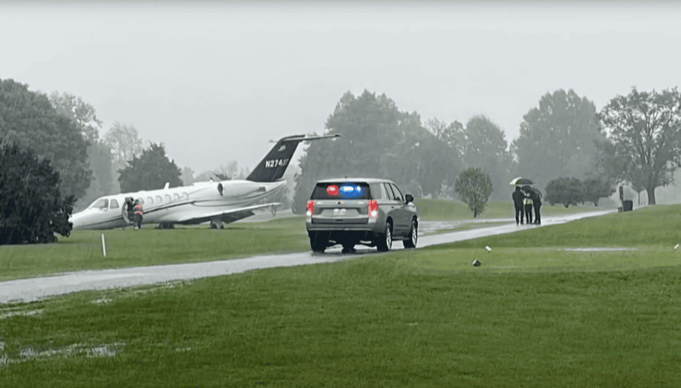 Prywatny odrzutowiec ląduje na polu golfowym - Szokujące sceny w Louisville